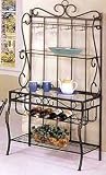 Wrought Metal Bakers Rack With Wine Rack