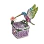 Bejeweled Hummingbird Jewelry Trinket Box Purple