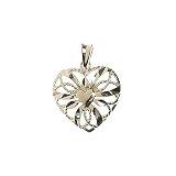 18kt over Sterling Silver Diamond Cut Textured Open Heart Pendant