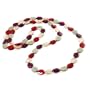 Long Flat Beaded Fashion Necklace (Red, Purple & Green)