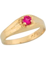 14k Yellow Gold White CZ April Birthstone Cute Baby Ring