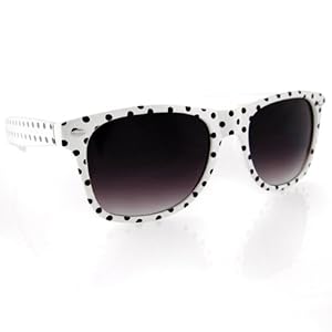 Vintage Wayfarer Style Sunglasses - 15 Colors Dark Lenses White w/ Dots