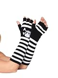 2066 Acrylic Elbow Length Fingerless Gloves, Black/White, One Size