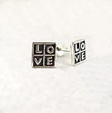 41EFj0MlAkL. SL160  Sterling Silver Square Love Post Earrings