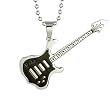Stainless Steel Black Guitar Pendant Necklace
