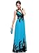 Ever Pretty V-neck Printed Chiffon Ruched Empire Line Maxi Party Dress 09641