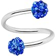 16 Gauge Blue Ferido Crystal Ball Spiral Twister Ring
