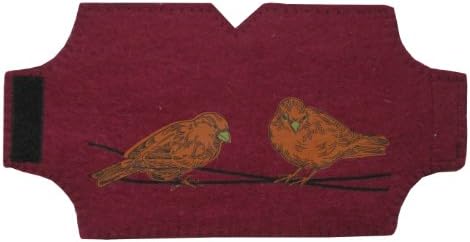 Fair Trade Felted Wool French Press Coffee Cozy- French Press Not Included - Birds (Burgundy)