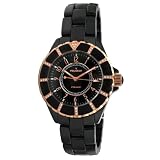 Peugeot Women's PS4893BK Swiss Ceramic Swarovski Crystal Black Dial Watch