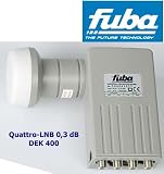 Fuba DEK 400 Quattro Universal LNB mit 40 mm Feedhorn und Wetterschutzgehaeuse zum Schutz der F-Stecker grau