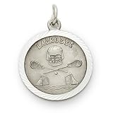 Sterling Silver 3/4 Round Lacrosse Medal with Cross on Back on 20 Chain