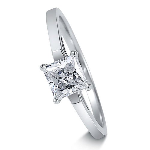 Sterling Silver Ring Princess Cubic Zirconia CZ Solitaire Ring 1 ct - Nickel Free Engagement Wedding Ring