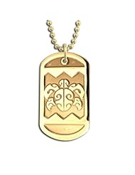 14k Yellow Gold Honu Head Dog Tag Necklace Pendant. Made in USA.