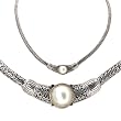 925 Silver & Mabe Pearl Necklace with 18k Gold Accents- 20 IN