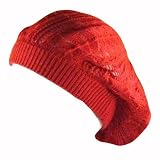 NewLightCrochetKnitSlouchyTamBeretCapHatRedSmallMedium