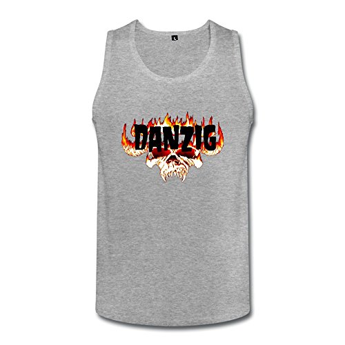 LANFENG Men's Danzig Skull Tank Top Size M HeatherGray