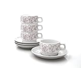 MangoTree Season Cup & Saucer Set Brown set of 4