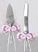 Pink Satin Bow Ivory Ribbon Cake Knife and Server Set for Wedding or Ceremony
