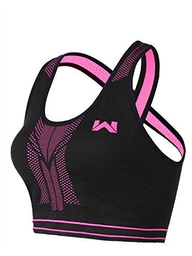 Women Seamless Wirefree Pushup Racer Back Sports Bras High Impact Yoga Bralette Black