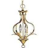 Progress Lighting P3806-10 2-Light Foyer Fixture, Polished Brass
