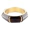 Natural Horn and Brushed Brass Bangle Bracelet - Brown