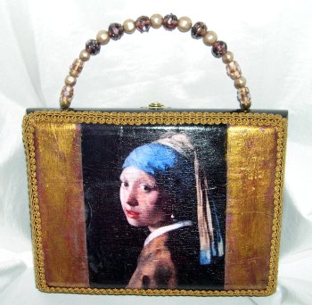 Click here to buy ArtisanStreet's Hand Crafted, Girl with a Pearl Earring Cigar Box Purse.