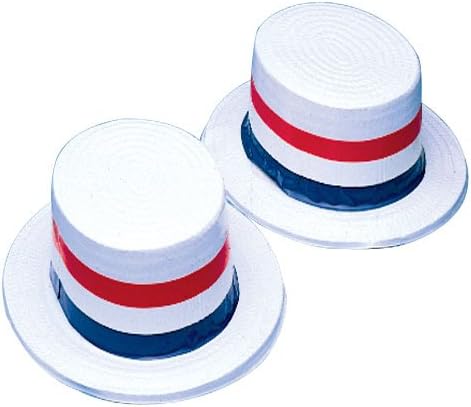 Patriotic Red White and Blue Plastic Skimmer Hat