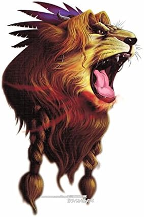 BTArtbox Big Pattern Style 6 inch X 8 inch Lion Head Body Art Stickers High Quality Removable Easy to Use Waterproof Long Duration Flash Personalized Temporary Tattoo - One Sheet(#5)