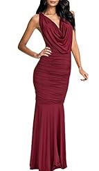 Sexy Polyester/Spandex Mermaid Ruched Backless Cowl Neck Sleeveless  Dress