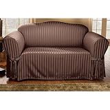 Satin Stripe Loveseat Slipcover - Coffee