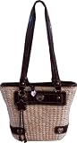 Designer Inspired Brown Straw Handbag Purse