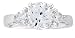 Platinum Overlay Sterling Silver "100 Facets Collecton" Cubic Zirconia Three-Stone Ring, Size 7
