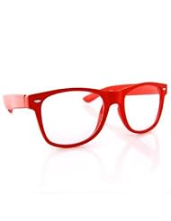 Clear Lens Buddy Wayfarer Glasses - Clear Red w  Micro Case by QLook