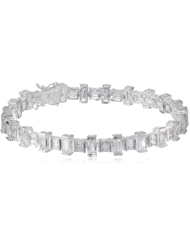 Sterling Silver Simulated Diamond Baguette Tennis Bracelet, 7.25"