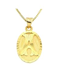 14k Yellow Gold Oval Initial Pendant Necklace, 18"