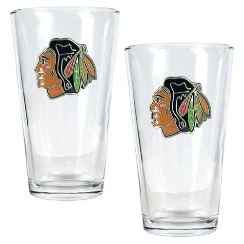 NHL Chicago Blackhawks Two Piece Pint Ale Glass Set - Primary Logo
