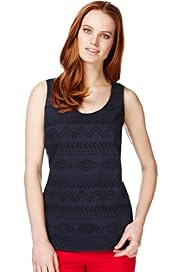 Pure Cotton Embroidered Zig Zag Shell Vest Top