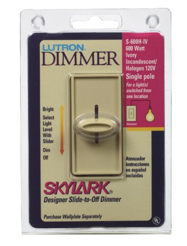 600W Incandescent/Halogen Ivory Skylark® Slide Dimmer - S-600H-IV