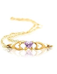 Butterfly Form Pink Special Shape Cubic Zirconia Bracelet in Yellow Gold - 14kt