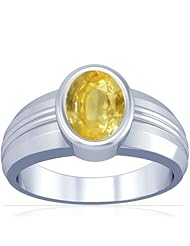 14K White Gold Oval Cut Yellow Sapphire Solitaire Ring