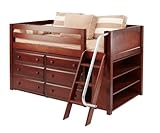 Maxtrix Twin Low Loft Bed w. Angle Ladder, 6 Drawer Dresser and Low Bookcas ....
