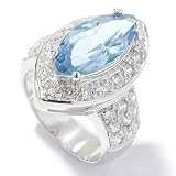 Sterling Silver Marquise Aqua or Champagne Cubic Zirconia Ring