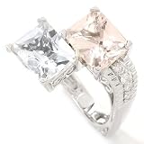 14K White Gold Aquamarine, Pink Morganite & Diamond Bypass Ring