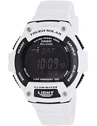 Watch: Casio #W-S220C-7BV Mens White Resin Band 120 Lap Memory Countdown Timer Watch - Men's Tough Solar White Resin Digital Multi-Function Solar