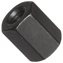 1117 Carbon Steel Coupling Nut, Black Oxide Finish, UNF 2B Threads, 1/4"-20 Thread Size, Pack Of 5