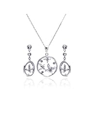 Nickel Free Sterling Silver Pendant & Earring Sets Open Circle Butterfly Design Set Pendant Diameter: 20mm Earring Diameter: 15mm Earring Length From Post: 1.25 Inches