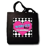 Worlds Best Grandma - Black Tote Bag JUMBO 20w X 15h X 5d