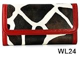 Red Giraffe Print Clutch Wallet with Checkbook Holder in Choice of Trim Colors