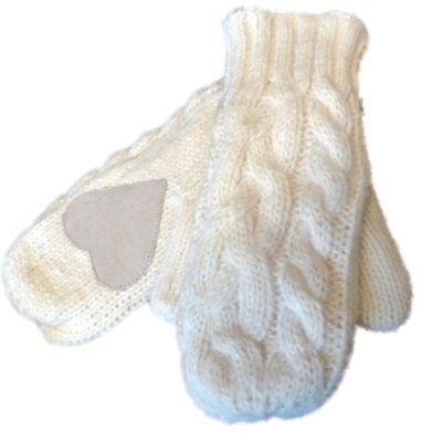 Isotoner Womens Lumpy Ivory Gold Fleck Cable Knit Mittens Microluxe Lined