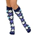 Xhilaration&reg; Juniors Knee High Socks 2 Pk - Blue Argyle Heart/Cream Solid - One Size